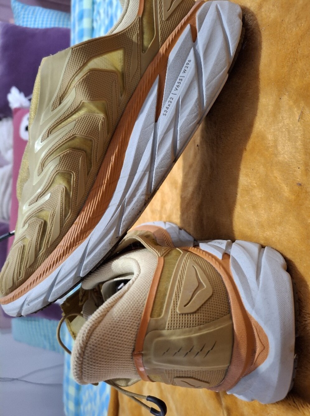Hoka Green and Orange Trail Running Shoes
